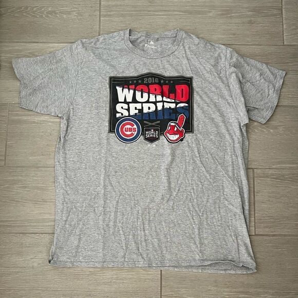Fanatics World Series 2016 Indians-Cubs Gray T-shirt size 2XL - Picture 1 of 4